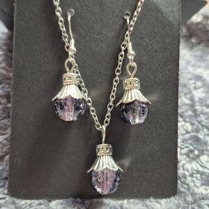 Handmade Elegant Purple and Pink Drop BJewelry Set